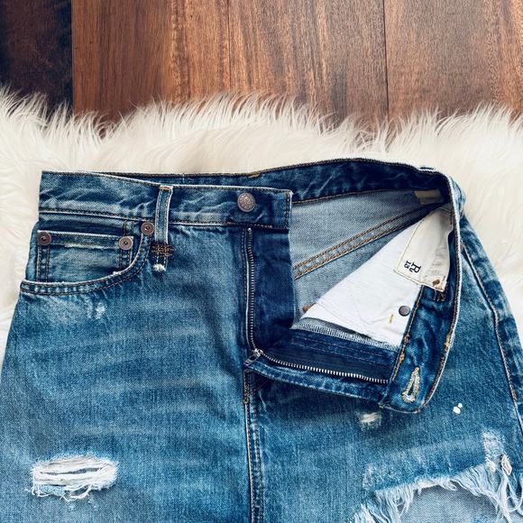 R13 Asymmetrical Distressed Skirt in Jasper Wash Size 25 - Picture 10 of 14